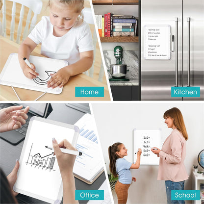 Magnetic Dry Erase Whiteboard for Fridge, 12"x8" Small White Board for Refrigerator, Grocery List & Meal Planner Kitchen Organizer with Stain Resistant Technology, Includes 3 Markers & Eraser