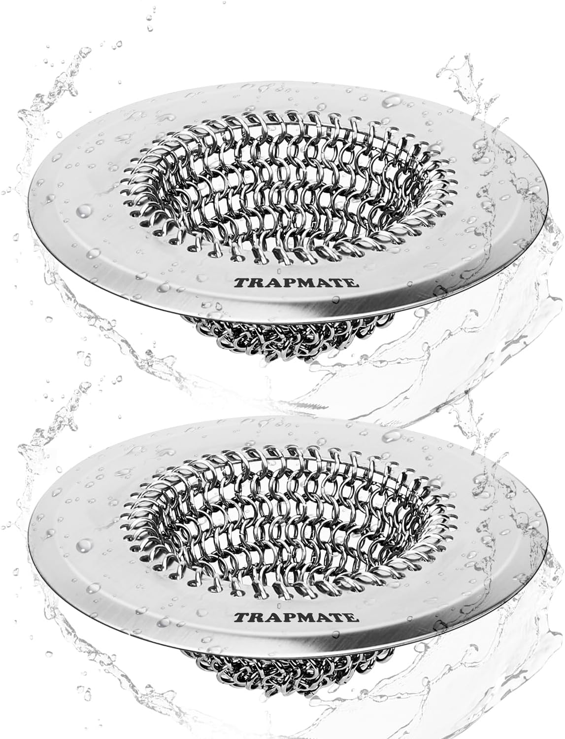 Reversible Kitchen Sink Drain Strainer Basket, Fits Sink & Garbage Disposal | Fast Drainage, Anti-Slip, Easy Clean, Anti-Clogging, Rust-Proof, Large Capacity, Universal 4.4-Inch, Patented Chain Mesh