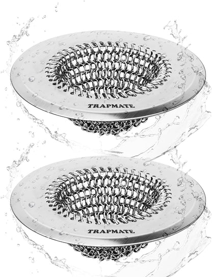 Reversible Kitchen Sink Drain Strainer Basket, Fits Sink & Garbage Disposal | Fast Drainage, Anti-Slip, Easy Clean, Anti-Clogging, Rust-Proof, Large Capacity, Universal 4.4-Inch, Patented Chain Mesh
