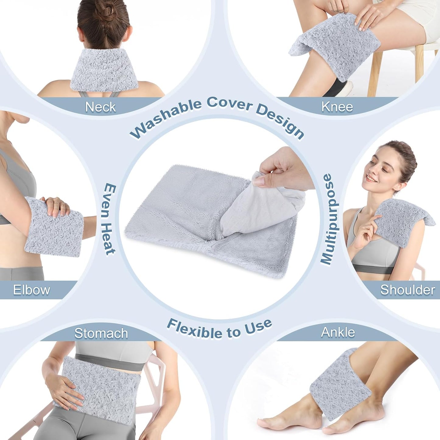 SuzziPad Heating Pad Microwavable for Reduce Discomfort with Washable Cover, 7 x12 Reusable Heat Pads for Shoulder, Belly, Elbow, Knee, Moist Heated Pack, Sore Muscle, Soothing Fatigue, Purple | Removable Cover Design, Long Lasting Moist Heat, Portable