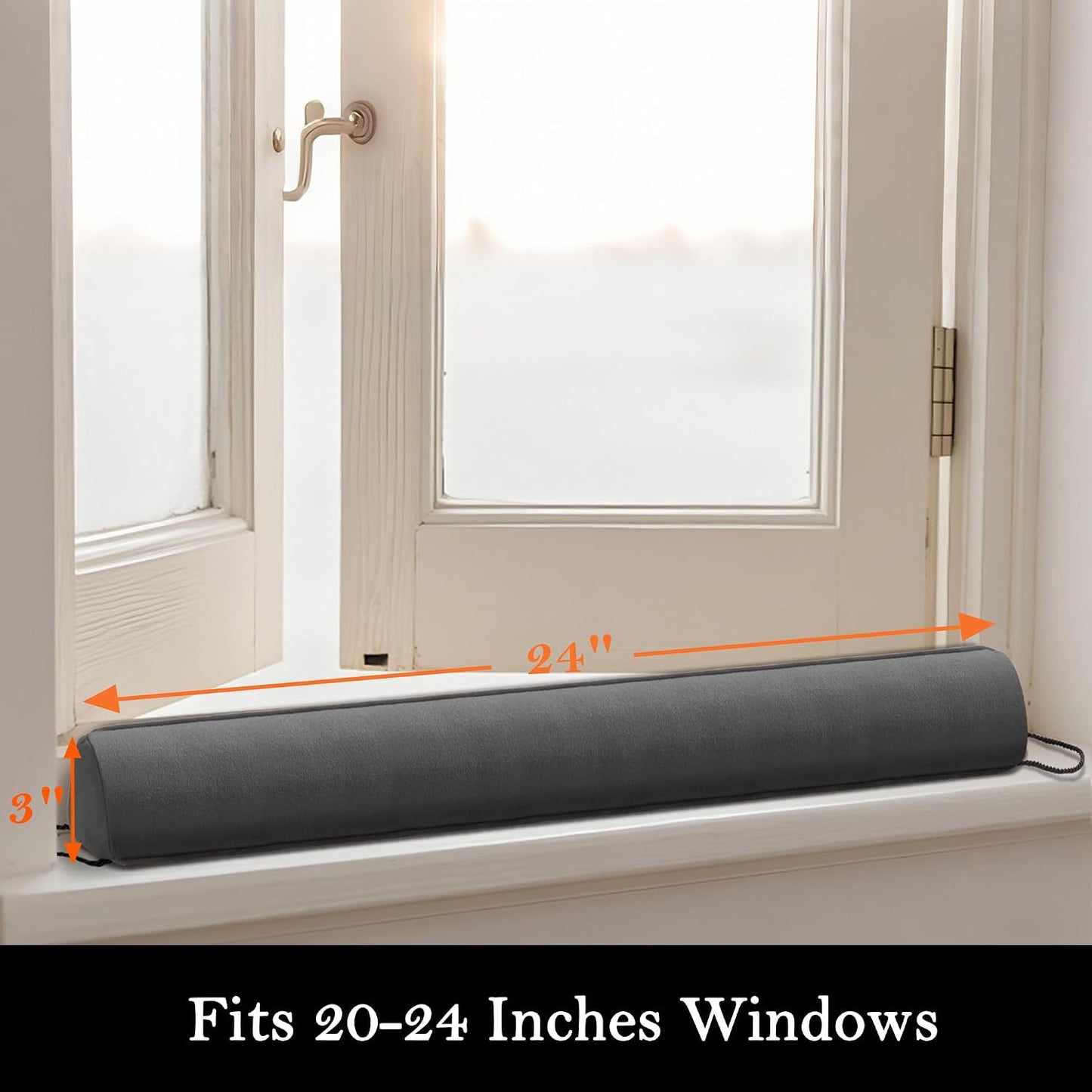 Door Draft Stopper, Removable Washable Cover, 38", Gray | Weighted Gap Filler, Blocks Hot and Cold Air, All-Season Seal, Easy Install, Noise & Wind Blocker, Home Essentials