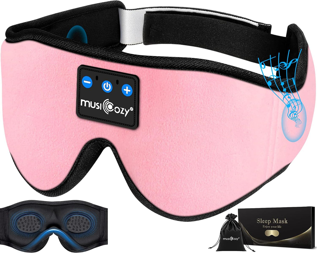 MUSICOZY 3D Sleep Headphones Bluetooth 5.4 Sleep Mask with HD Speakers