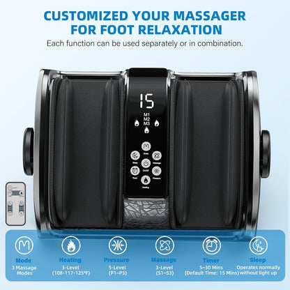 HSA Eligible FSA Shiatsu Foot Massager with Heat for Neuropathy and Pain Relief, 3 Heat Therapy, 5 Intensity Deep Kneading, Rolling for Calf-Feet-Arm Relaxation, Plantar Fasciitis