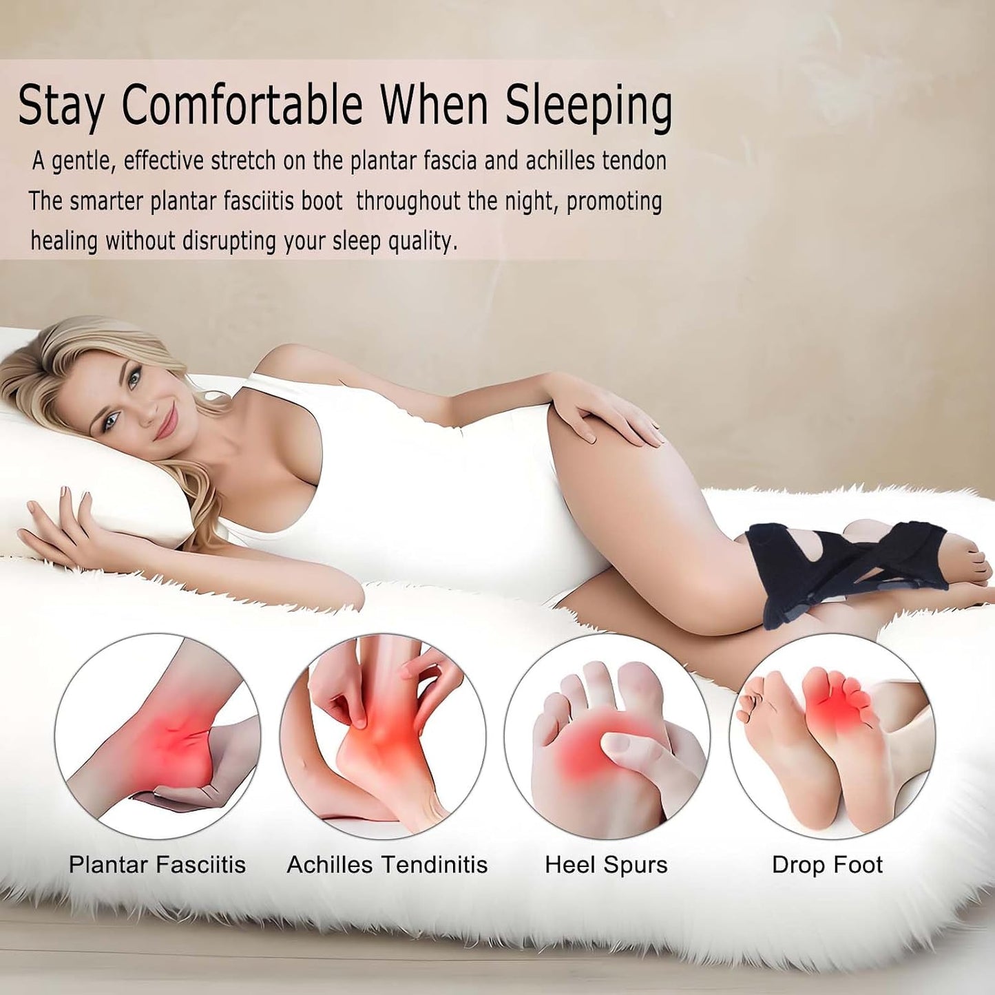 2026 Upgrade Plantar Fasciitis Night Splint for Men Women, Adjustable Achilles Tendonitis Brace Relief Foot Drop Brace for Sleeping, Heel Spur Calf Stretcher Dorsal Support Boot