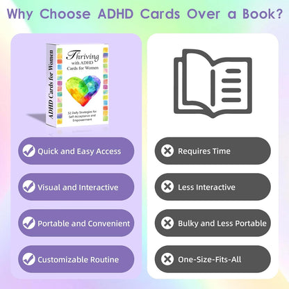 ADHD Coping Skills for Adults Teens | Therapy Tools Cards for Women | ADHD Activity Flashcards to Improve Productivity | Executive Functioning Mindset & Mindfulness Cards