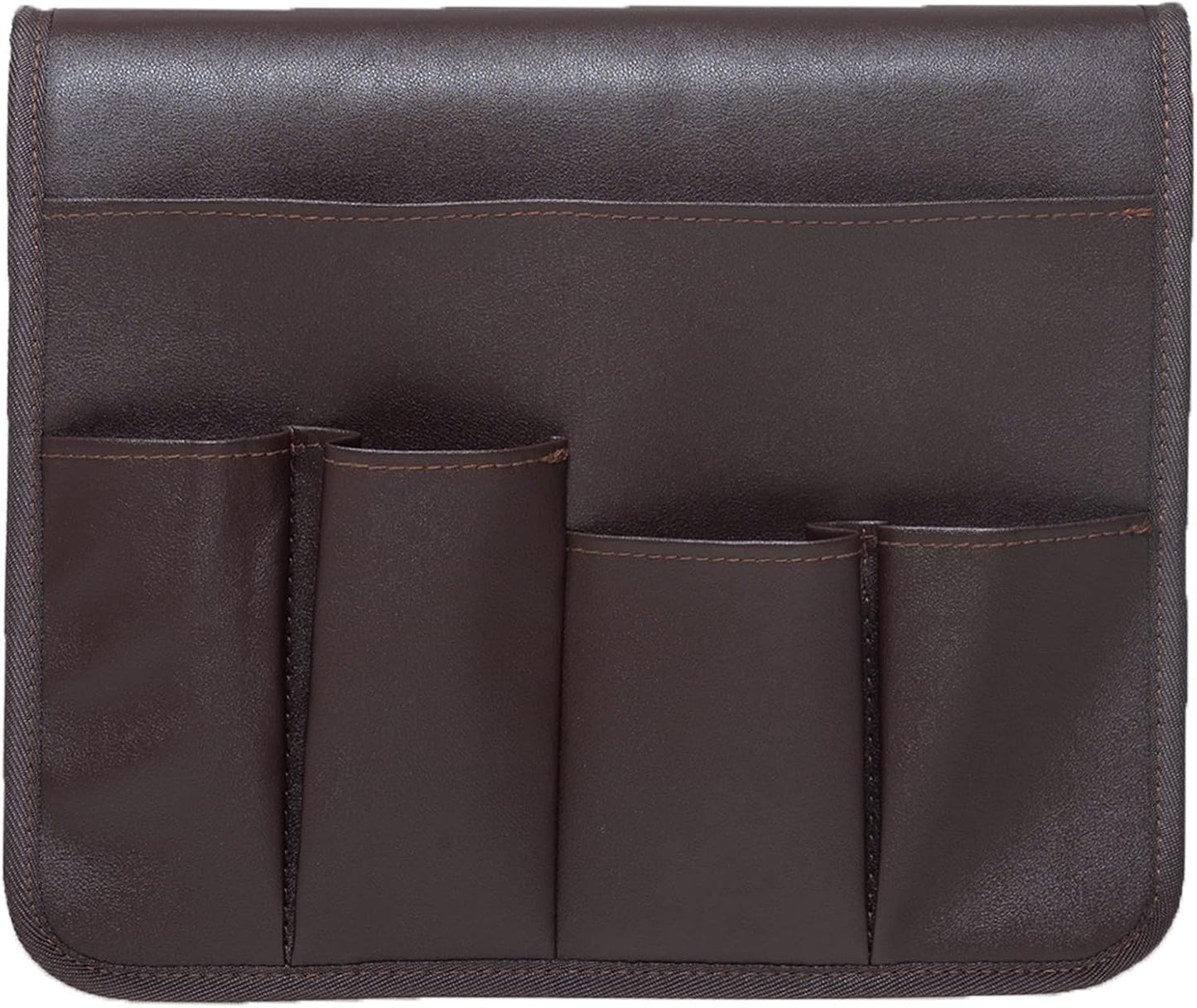 PU Leather Sofa Armrest Organizer, Armchair Magazine Holders, Waterproof Remote Holder for Recliner Couch with 1 Large Pocket, 4 Small Pockets for Magazine, Remote, Phone, Ipad, Books (brown)