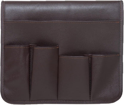 PU Leather Sofa Armrest Organizer, Armchair Magazine Holders, Waterproof Remote Holder for Recliner Couch with 1 Large Pocket, 4 Small Pockets for Magazine, Remote, Phone, Ipad, Books (brown)