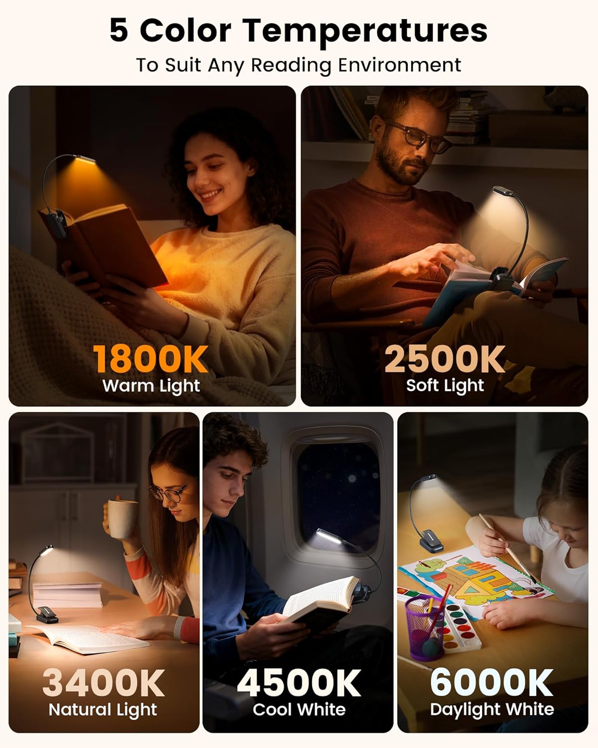 Glocusent 13 LED Book Lights for Reading at Night, Gifts for Book Lovers