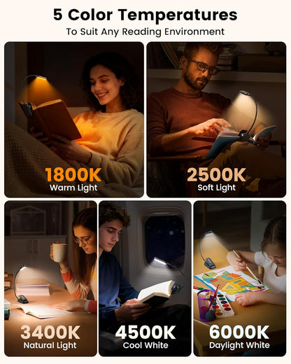 Glocusent 13 LED Book Lights for Reading at Night, Gifts for Book Lovers