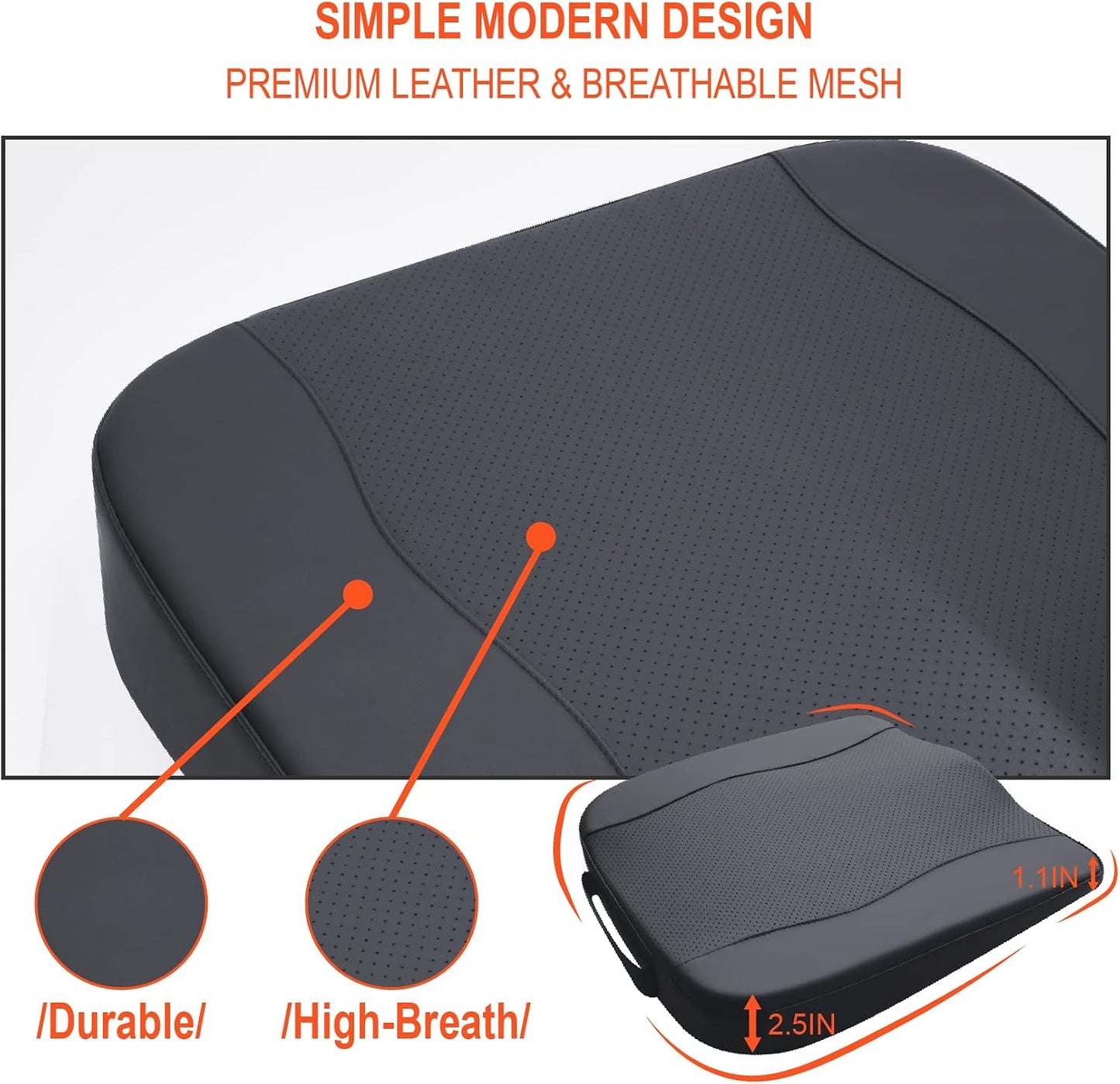 Lofty Aim Car Seat Cushion, Memory Foam Car Seat Cushions for Long Driving | Comfy Car Seat Pillow for Pain Relief, Driver Seat Cushion Adds Height, Butt Cushion for Car, Truck, Office Chair, Black