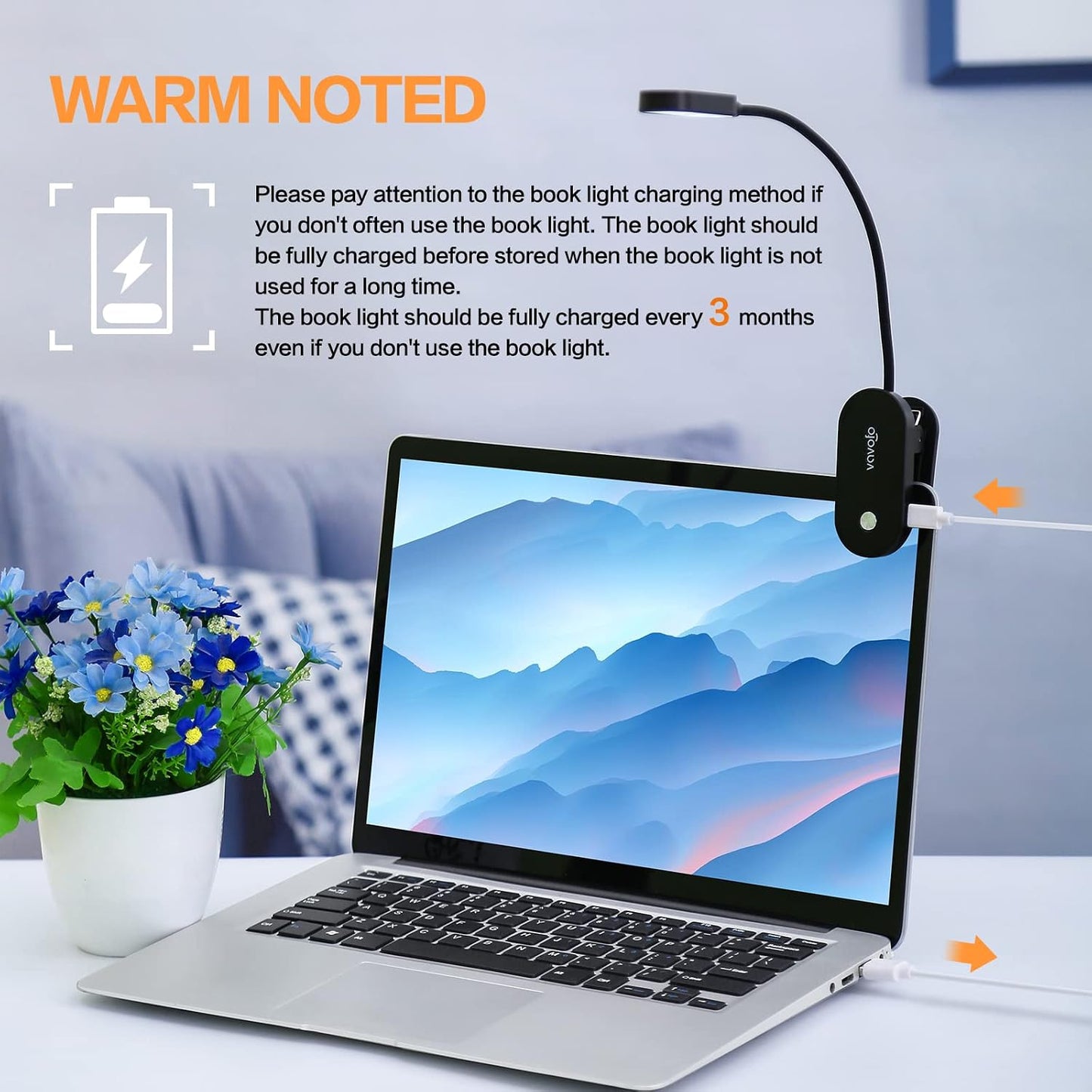 VAVOFO Rechargeable Book Light, 14 LEDs Eye Care Clip On Amber Reading Light for Bookworms Reading in Bed with 9 Colors 9 Brightness (Blue)