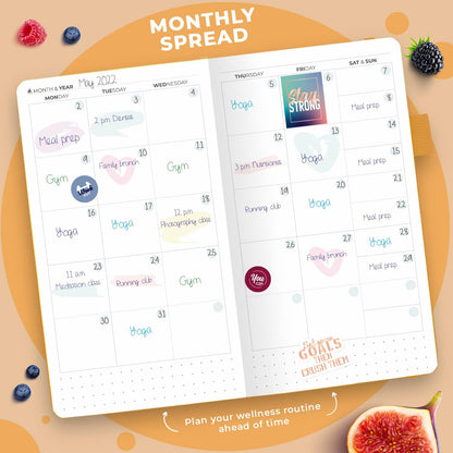 Clever Fox Wellness Planner & Food Journal for Weight Loss, A5 Orange | 5.8"x8.3" nutrition & exercise tracker for women tracking meals, diet & symptom diary, calorie counter notebook, stickers
