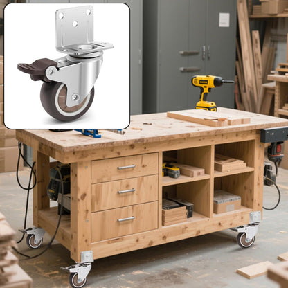 Semetall 4PCS Swivel Caster Wheels Square Cup Furniture Castors (Bronze) | 150kg Load Capacity, with Screws for Piano Feet, Sofa, Table, 1.02 Inch (26mm) Wheels