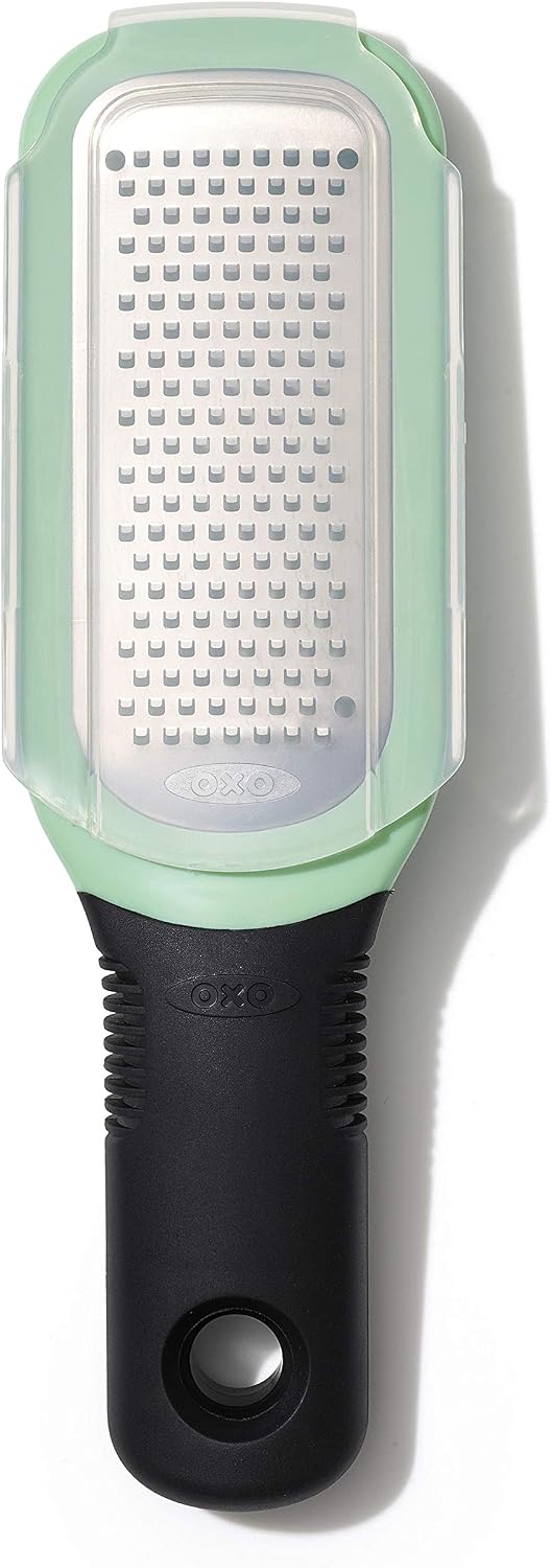 OXO Good Grips Etched Coarse Grater with Handle, Orange | Coarse Kitchen Grater, Sharp Etched Teeth, Non-Slip Handle, Hard Cheese, Vegetables, Chocolate, Easy Grip