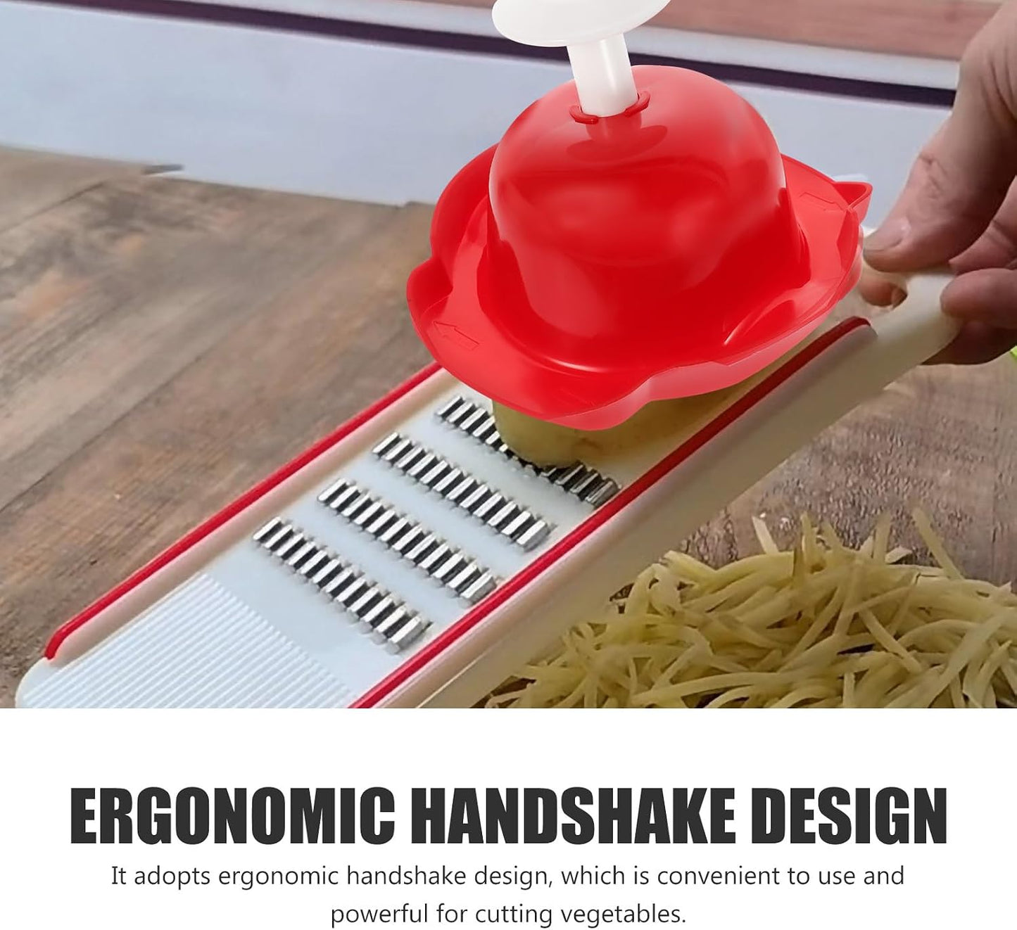 BESPORTBLE 3pcs Handheld Vegetable Grater with Finger Protector, Red Plastic Hand Guard for Potato and Food Shredding, Kitchen Safety Cutting Tool for Food Preparation
