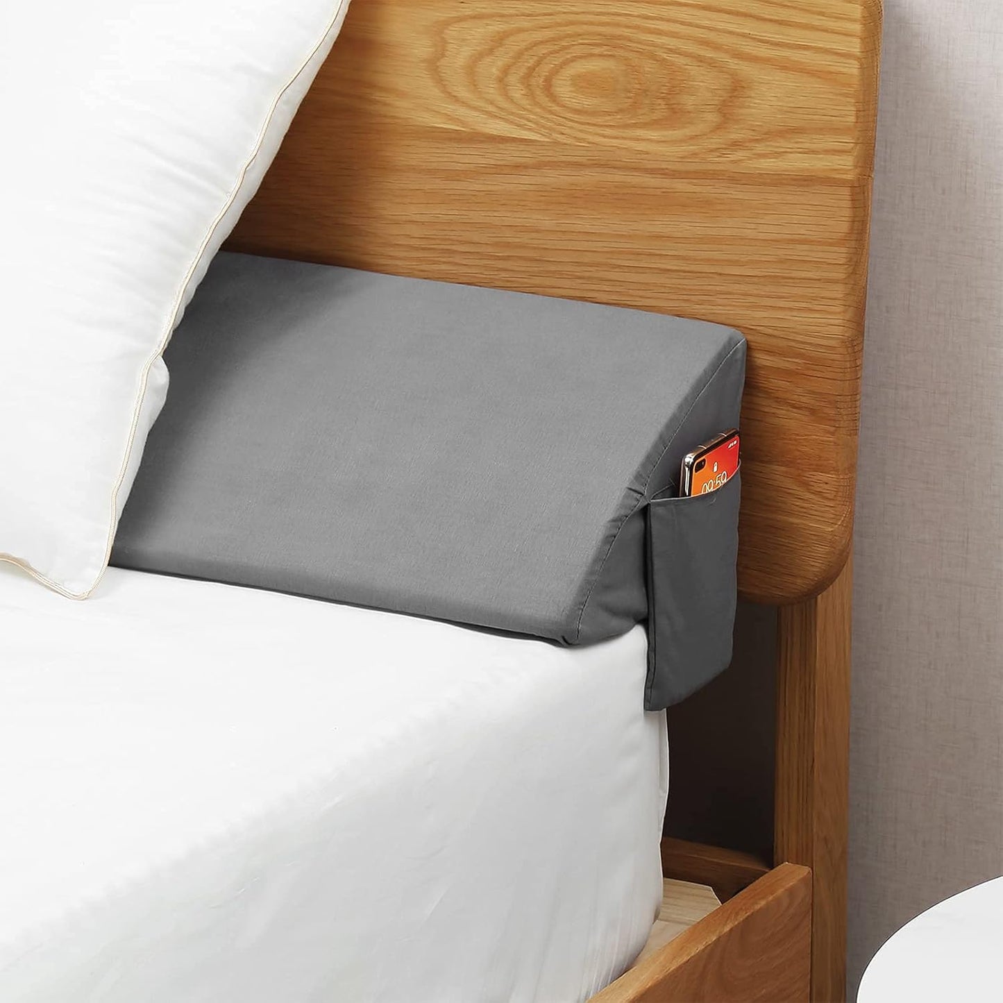 Vekkia 34" Extra-Long Wedge Pillow,7.5" Bed Wedge Pillow for Sleeping,White | Pillow Wedge Back Support for After Surgery, Idea for Acid Reflux,Snoring Relief,Removable Washable Cover&Double Side Pockets