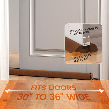 fowong Door Draft Stopper 36" Adjustable Under Door Draft Stopper Soundproofing 30 Inch to 36 Inch Triangle Noise Blocker Seal Large Gap up to 1.7", Easy to Install Grey