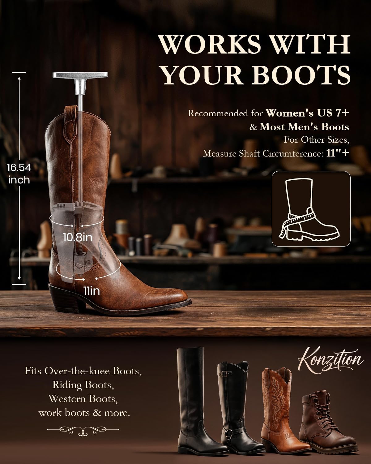Cast Aluminum Boot Instep & Vamp Stretcher: Relieving Tightness Easily, Adjustable Boot Instep Stretcher is Suitable for Western, Cowboy, Hiking & Work Boots for Men and Women - Easy to Use