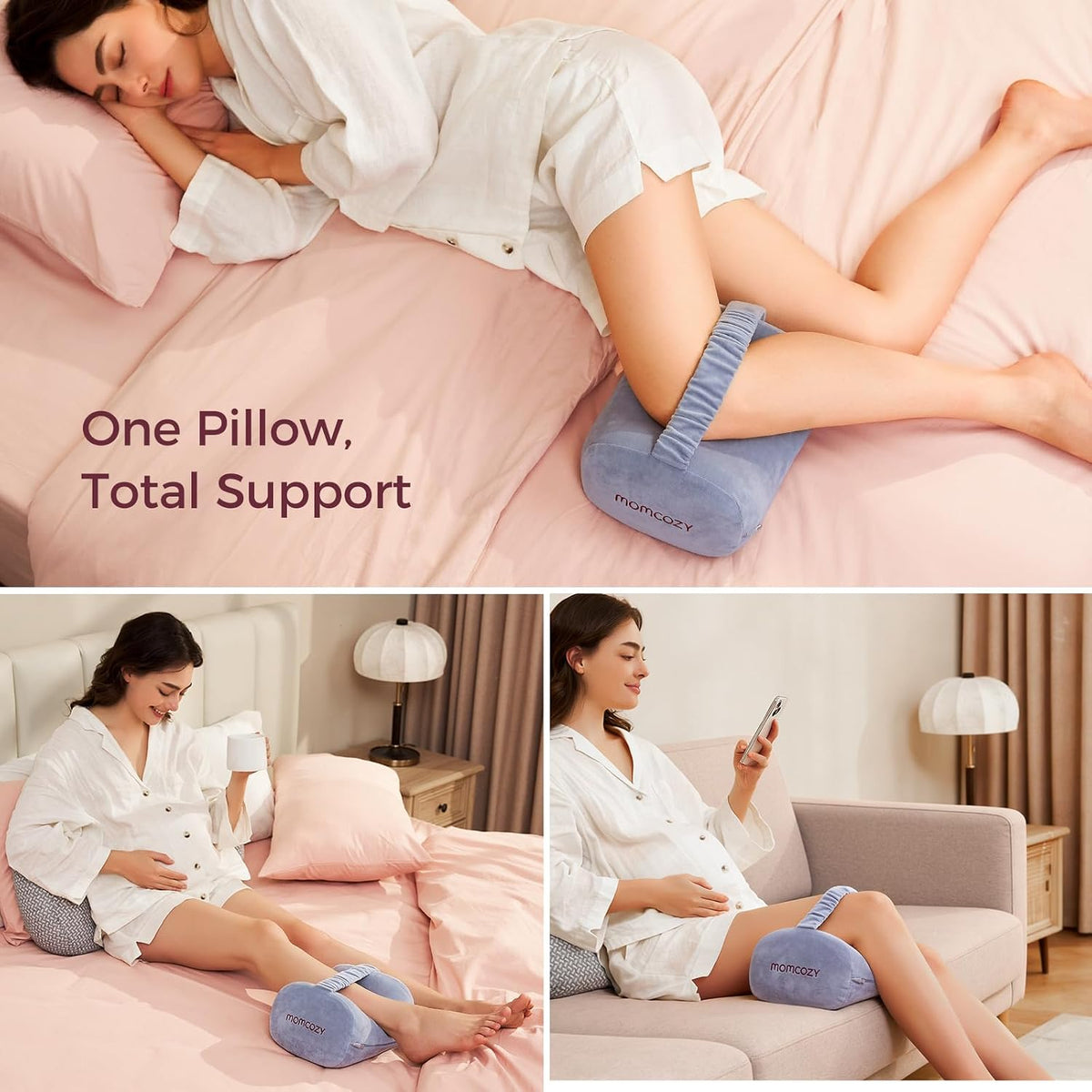Momcozy Knee Pillow for Side Sleepers, Soft Memory Foam & Pinch-Free Design