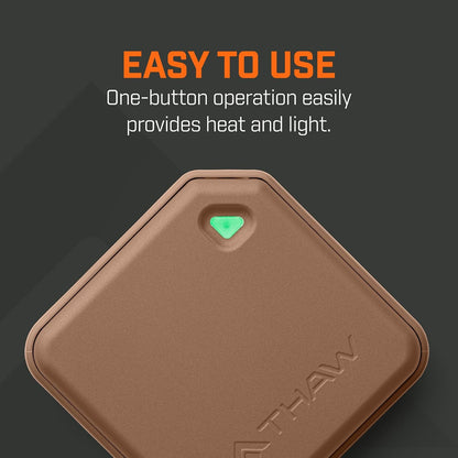 THAW Rechargeable Mini Hand Warmer | Double-Sided Heating, Up to 4 Hours, Rechargeable USB-C, Durable Impact-Resistant Construction, Integrated LED Light