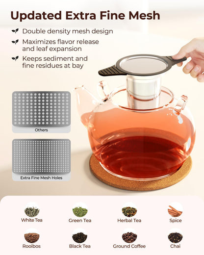 304 Stainless Steel Tea Infuser for Loose Leaf Tea Steeper | Extra Fine Mesh Large Tea Strainers & Filters with Food Grade Silicone, Tea Diffusers for Loose Tea, Cup, Mug, Teapot