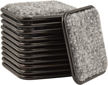 SoftTouch 2-1/2" Square Reusable Carpet Bottom Furniture Caster Cups for Office Chairs, Desks, and Carts, Furniture Wheel Caster Cups for Carpet and Hardwood Surfaces, 12-Pack, Brown/Gray