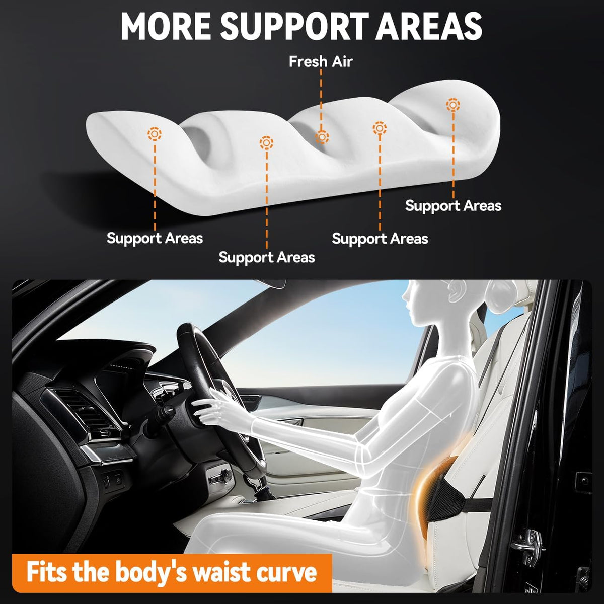 Lumbar Support Pillow for Car,Adjustable Back Support for Car Seat