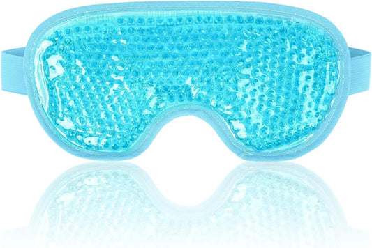 Cooling Gel Eye Mask for Puffy Eyes, Migraines & Dark Circles | Hot & Cold Therapy, Headache Relief, Reusable Gel Beads, Adjustable Strap, Skin Care Use