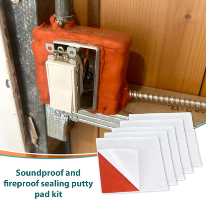 10Pcs Fire Putty Electrical Pads, 7”x7” Fire Barrier Pad, Acoustic Putty Pad with Disposable Gloves, Moldable Firestop Adhesive for Wall Openings, Soundproofing, Electrical Boxes (10pcs)