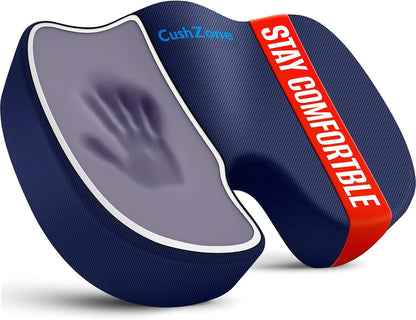 CushZone Seat Cushion Memory Foam Chair Pad for Office & Car, Black