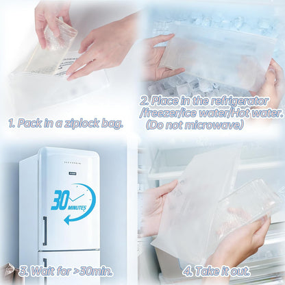 High-Efficiency Solid Cooling Gel, Reusable Ice Pack, Flexible Cold Compress, Leak-Proof, Pain Relief, for Head, Face, Neck, Knee, Shoulder...(220g, 15.7” x 2.6”)