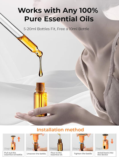 Waterless Essential Oil Diffuser: 𝟗-𝐂𝐨𝐥𝐨𝐫 𝐋𝐄𝐃 for Home
