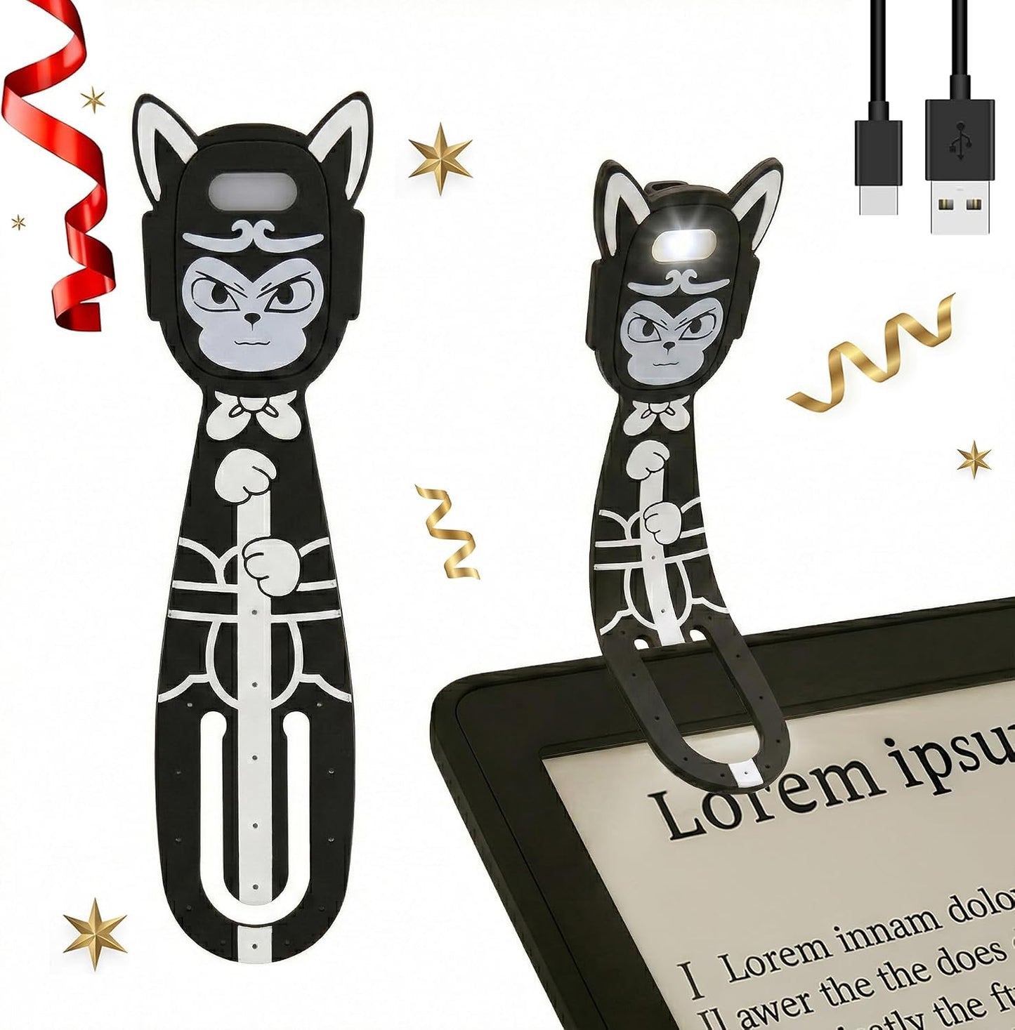 Rechargeable Kids Book Light, Cute Bookmark Reading Light for Kids, Dimmable Portable LED Book Light for Reading in Bed, Eye-Caring Bedtime Reading Lamp for Children & Travel, Brown