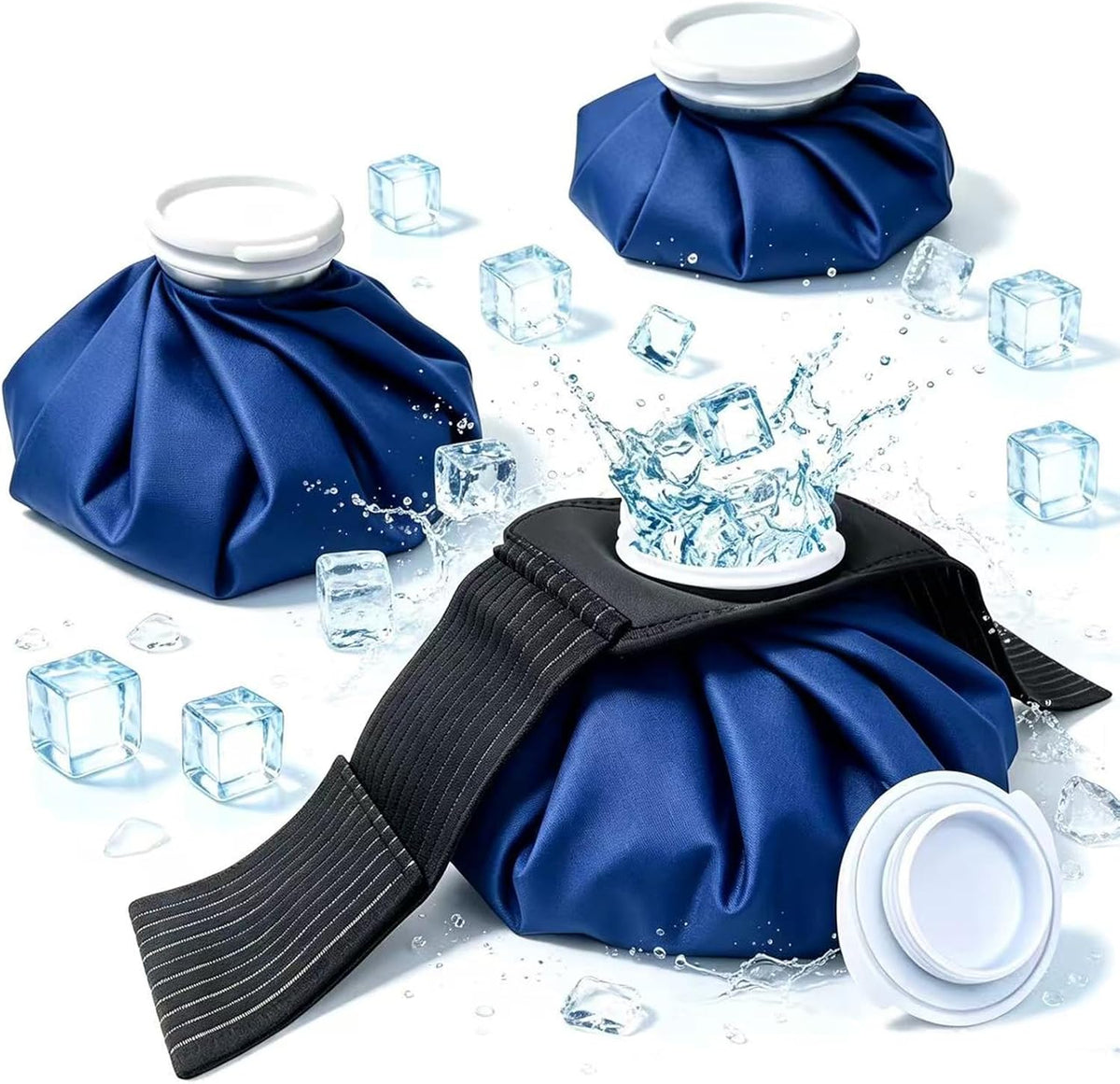 11" Large Ice Bag Pack with Wrap for Injuries, Upgrade Reusable Ice Packs, Effective Hot/Cold Therapy for Migraine, Shoulder, Neck, Knee Pain, No-Leak & Waterproof, Blue