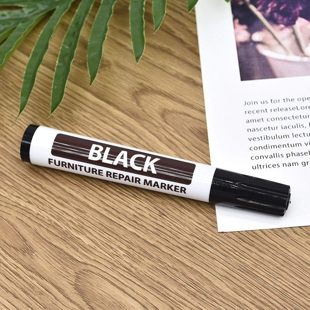 Wood Furniture Repair Markers, Black Paint Fix Touch Up Pen for Furniture & Wood Floor, Scratch Remover Filler for Nicks, Scratches & Stains, Professional Furnitures Recolour Pen for Home/Office