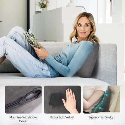 Lumbar Support Pillow for Recliner and Couch, Ergonomic Back Support Pillow | Dual-Layer Memory Foam, Soft Velvet Cover, Lower Back Pain Relief, Back Cushions for Recliner, Sofa & Gaming Chair