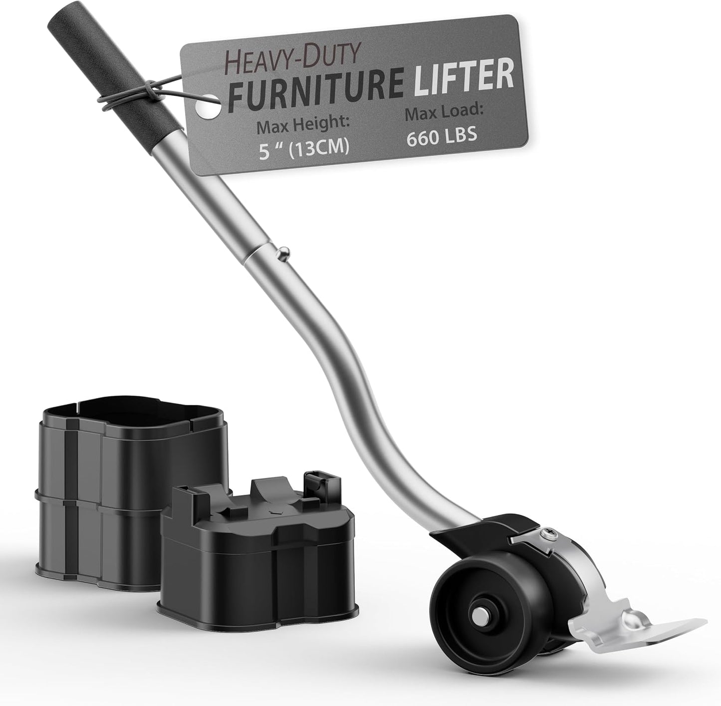 Lengthening Furniture Lifter Tool with Height-Adjustable Base – Ideal for Heavy Furniture Movers Sliders and Wheels Lifts Furniture Easily Without Effort up to 660 lbs (Innovative Lifter - M Sliver)