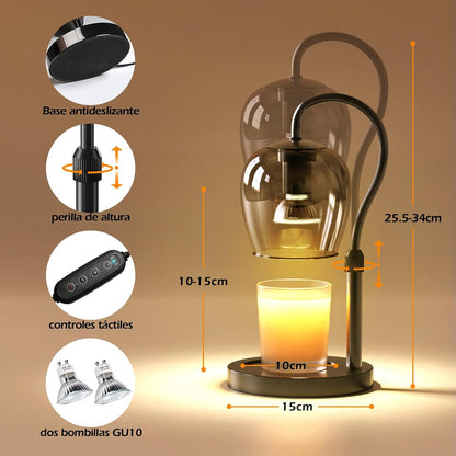 Modern Minimalist Wax Warmer for Jar Candles, Timer & Dimmer | Modern minimalist style. Timer & dimmer safe melt. 2 bulbs & heat-proof base. Perfect for living room, bedroom, or office.