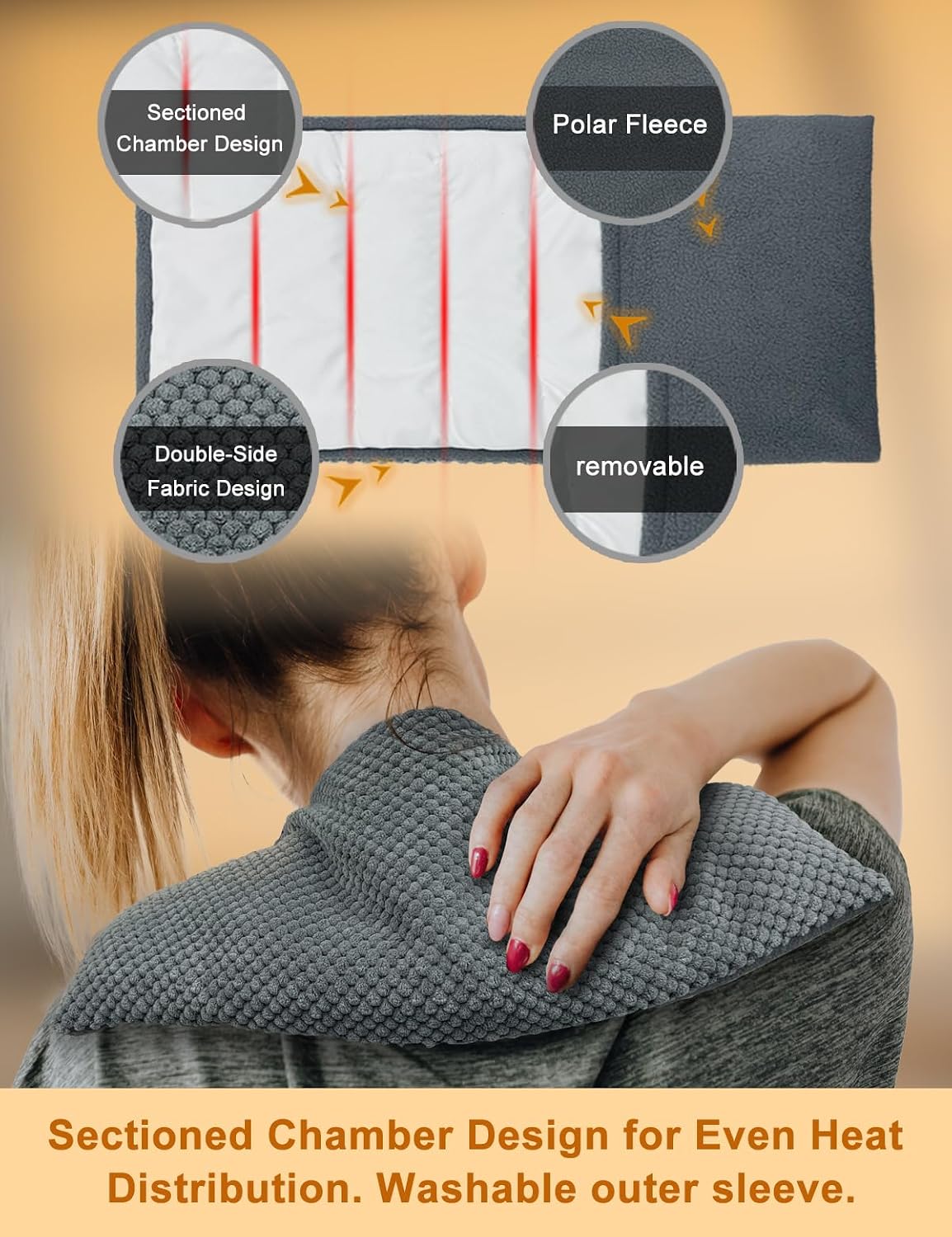 Microwave Heating Pad 8 x17 Unscented Moist Hot Pack Washable Cover