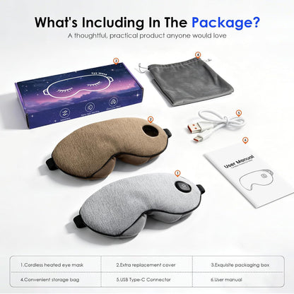Akakios Heated Eye Mask for Dry Eyes, Cordless Eye Heating Pad with 3 Temperature Modes, Improved Sleep, Eye Warmer Compress for Travel with Replaceable Washable Cover (Gray)