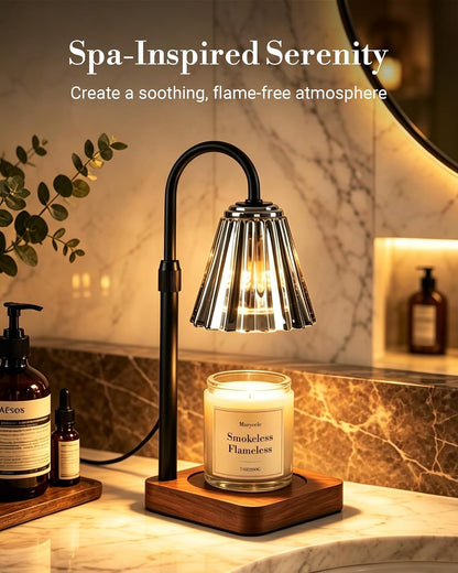 Vintage Candle Warmer Lamp with Timer Dimmer, Adjustable Height | Vintage farmhouse style with 2 bulbs, adjustable height, timer and dimmer for flameless fragrance in bedroom or home gifts