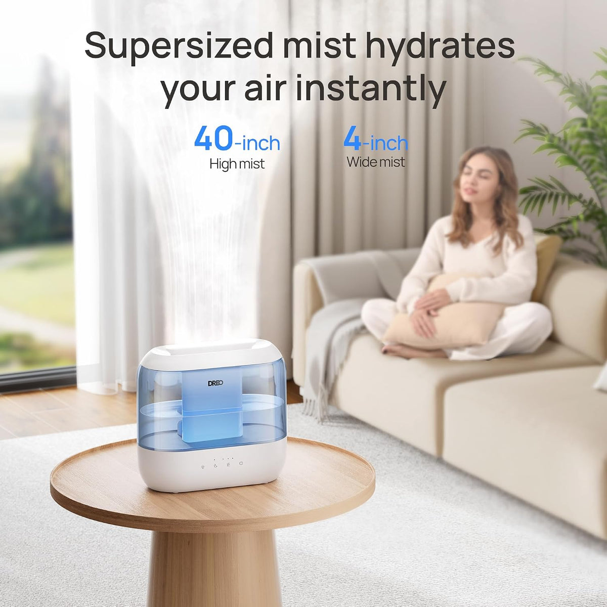 DREO 4L Humidifiers for Bedroom, 36H Runtime, 28 dB Quiet, HM311