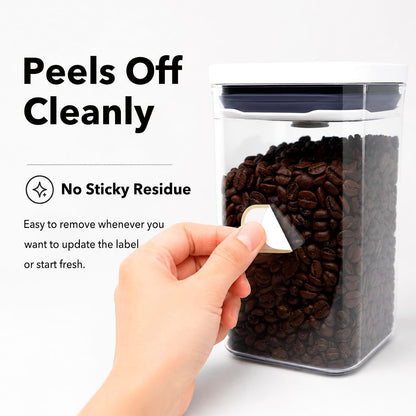 Waterproof Kitchen Labels for OXO POP Containers, 64-Pack, 2 Sizes | Removable Writable Food Storage Stickers, Tear-Resistant Pantry Organization Decals for Plastic and Glass Jars