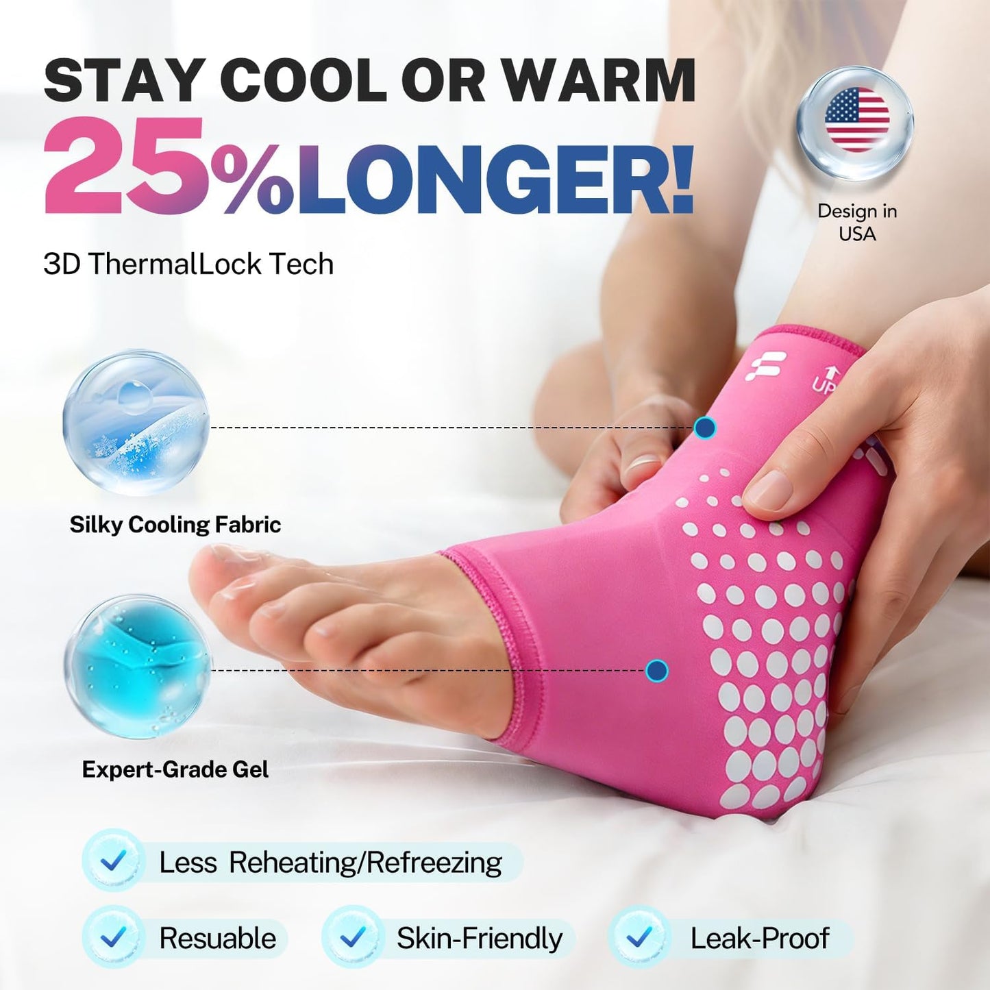 Ankle Ice Pack Wrap, Long-Lasting Cold Compression for Ankle Recovery | Thickened Gel, Stays Cold Longer, Soft After Freezing, Full Wrap Cooling, Reusable Cold & Hot Therapy, Easy to Slip On