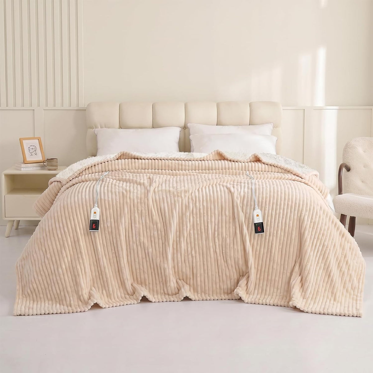 Reaks Heated Throw Blanket, 5 Heat Levels, 3 Hours Auto-Off, 50"x60", White