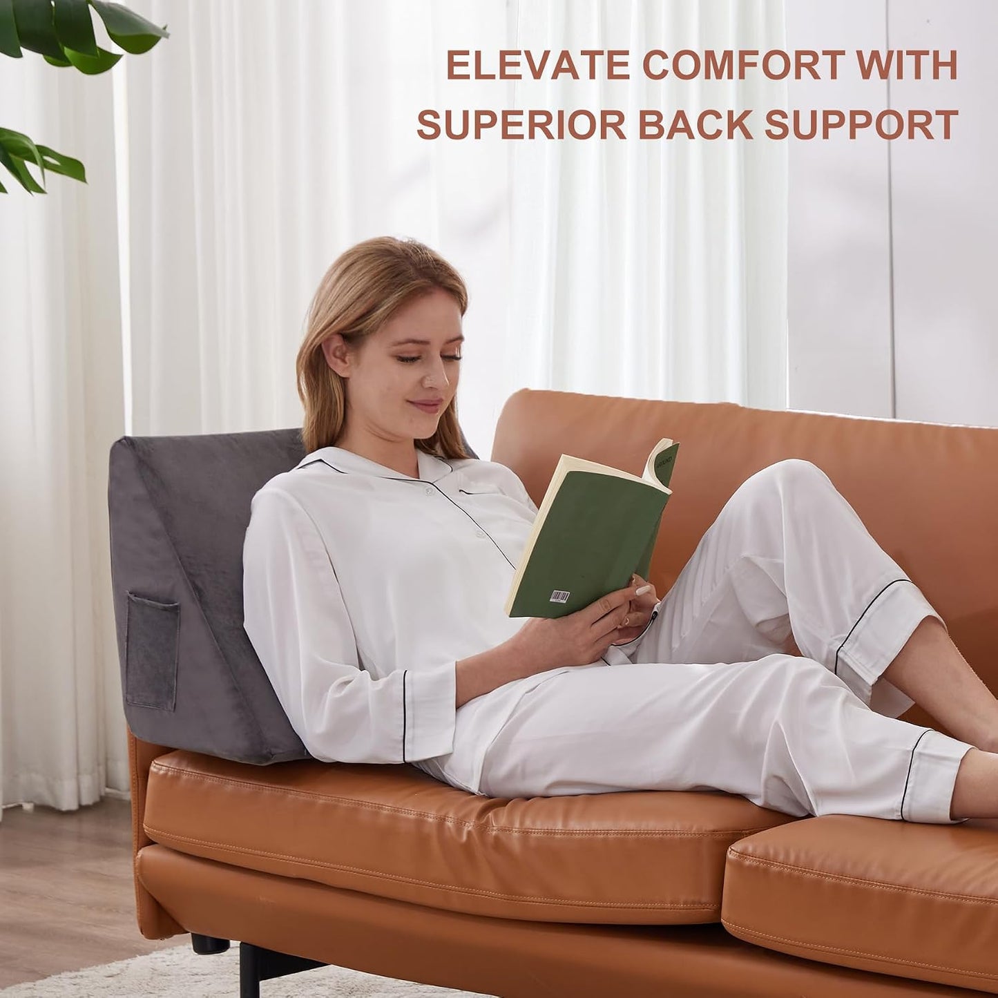 Bedluxe Knee Pillow for Back Sleeping, Leg Pillow Knee Wedge Pillow, Memory Foam Wedge Pillows for Legs Post Surgery, Triangle Pillow for Knee Support, Leg Elevation, Knees Hip Back Pain Relief, White