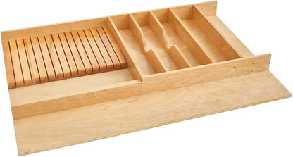 Rev-A-Shelf Trim-to-Fit Wooden Knife Block Drawer Divider, 33.13"x22" | Cutlery Tray Organizer Insert for Kitchen Drawer, Maple, 4WUTKB-36SH-1