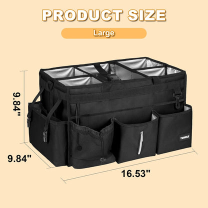 Extra Large Cleaning Caddy Bag with Built-In Support Board, Cleaning Tote Organizer with Removable Divider, Supply Carryall with Adjustable Shoulder Strap and Waist Belt for Cleaners & Housekeeper