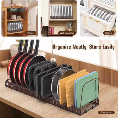 Housolution Cutting Board and Baking Tray Cookie Sheet Organizer, Black | 12"-23" Expandable, 14 Adjustable Dividers, Sturdy Metal Construction, Easy Assembly
