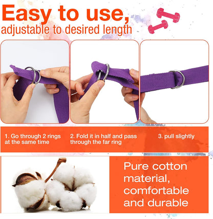 Jerify Yoga Strap for Stretching Bulk 6ft Exercise Stretch Band with Metal D Ring Adjustable Pilates Non Elastic Yoga Belt for Women Men Physical Fitness Gym Workout Dance